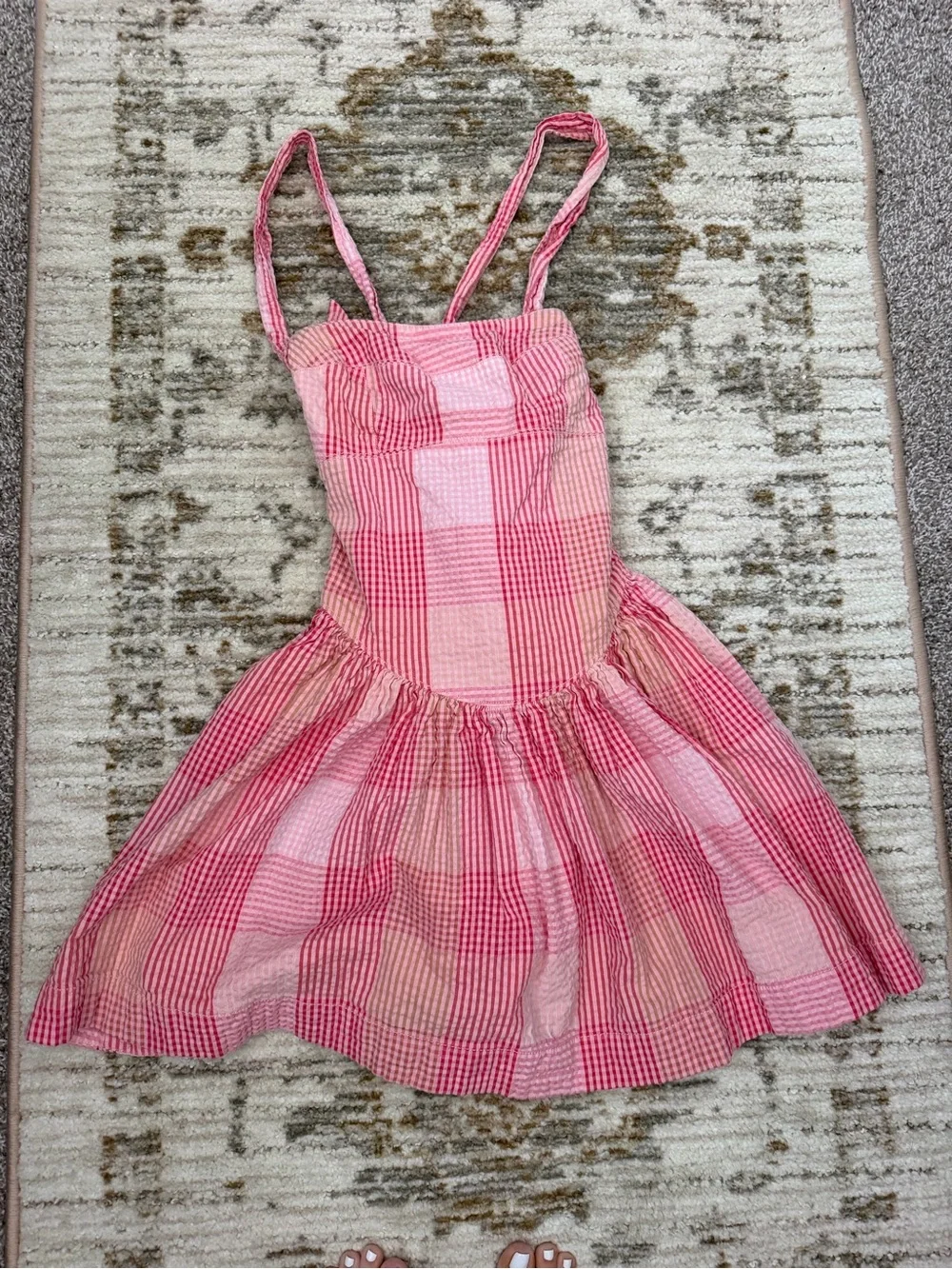 Pink Check Sundress - Casual Summer Dress